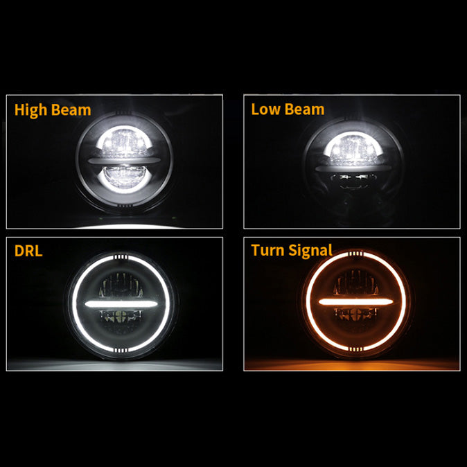 1pc 7 Inch LED Halo Headlights with Turn Signal Amber DRL White for Je 1pc 7 Inch LED Halo Headlights with Turn Signal Amber DRL White for Je